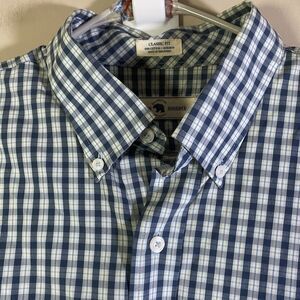 Onward Reserve Shirt Men’s XL Blue Plaid Cotton Button Up Classic Fit